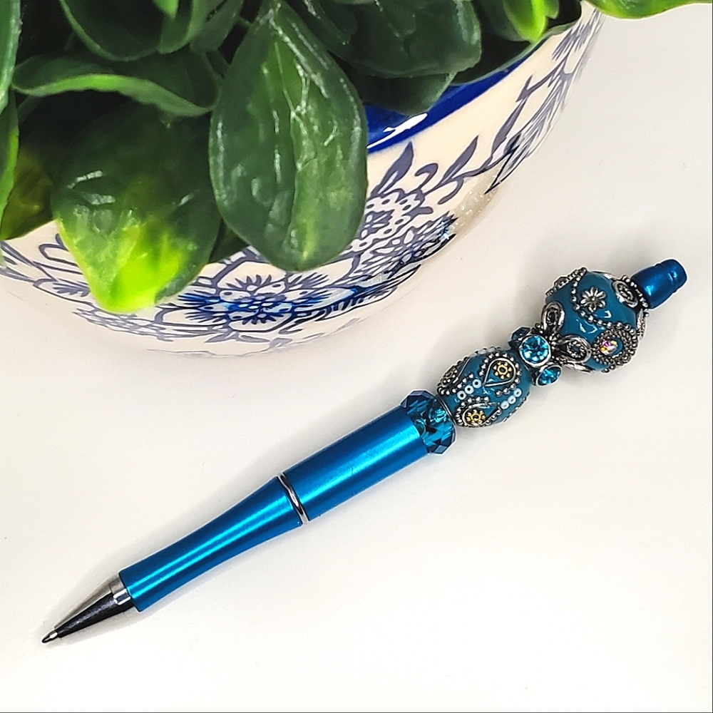 GALAXY BLUE BEADED PEN